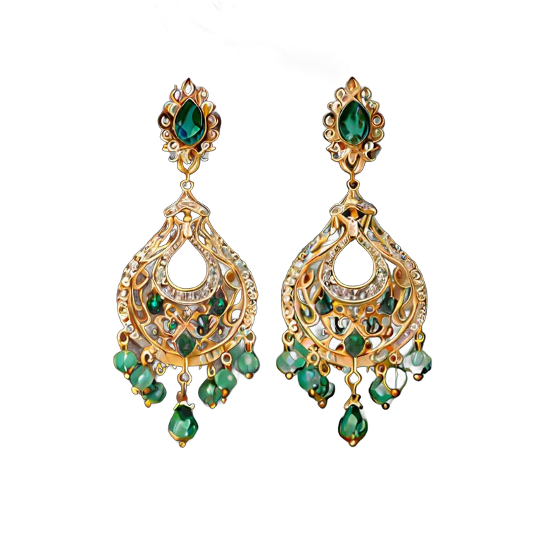 行事 イード 華やかな金のイヤリング 透過 PNG 画像 フリー素材 #27385