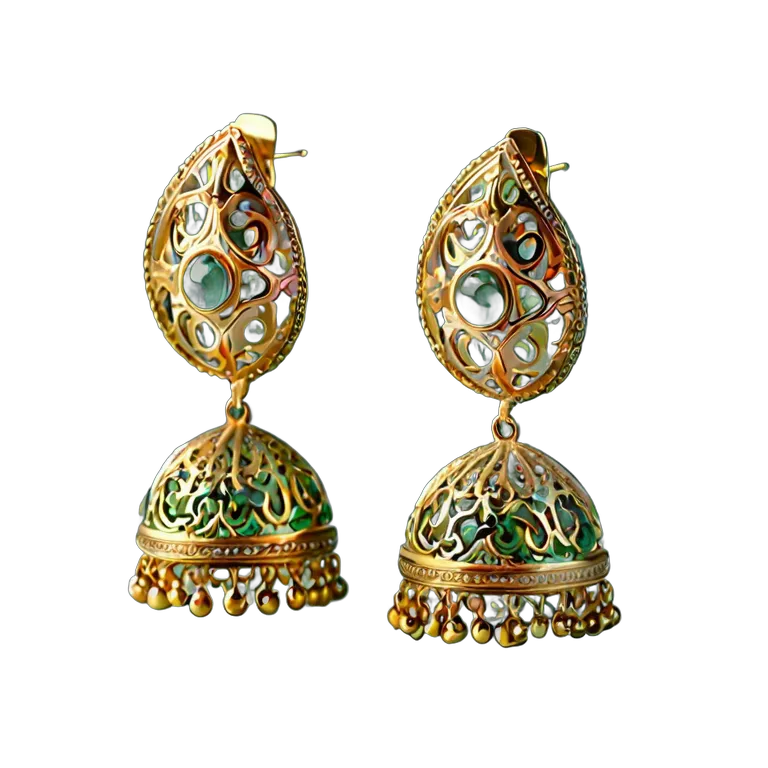 行事 イード 華やかな金のイヤリング 透過 PNG 画像 フリー素材 #27386