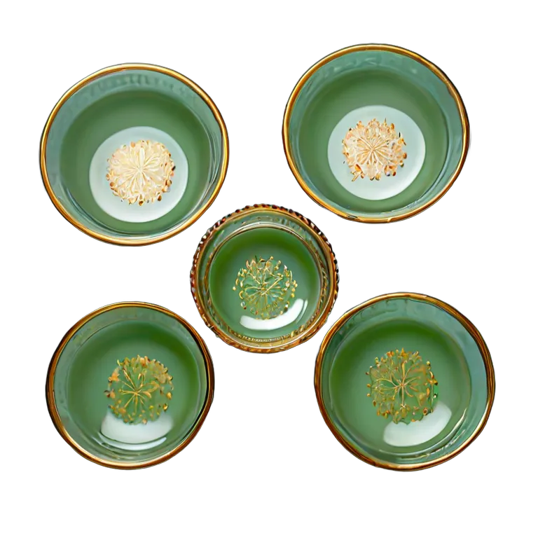 行事 イード デザート用の金縁ガラスボウルセット 透過 PNG 画像 フリー素材 #27389