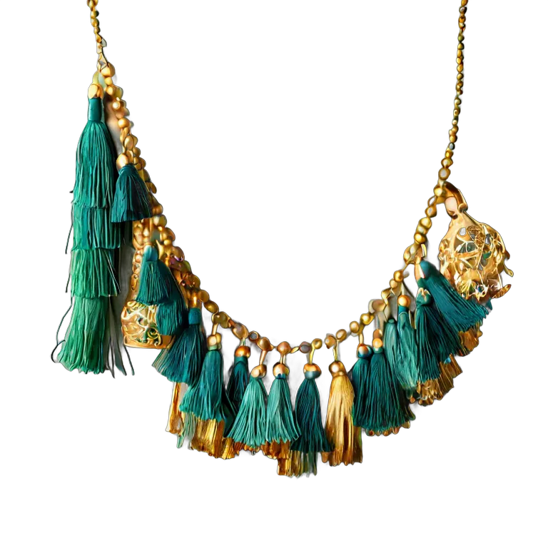 行事 イード エメラルドとゴールドのタッセルガーランド 透過 PNG 画像 フリー素材 #27480