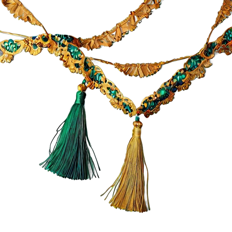 行事 イード エメラルドとゴールドのタッセルガーランド 透過 PNG 画像 フリー素材 #27481