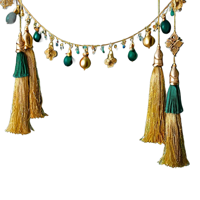 行事 イード エメラルドとゴールドのタッセルガーランド 透過 PNG 画像 フリー素材 #27482