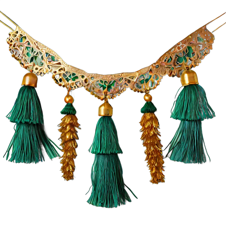 行事 イード エメラルドとゴールドのタッセルガーランド 透過 PNG 画像 フリー素材 #27484