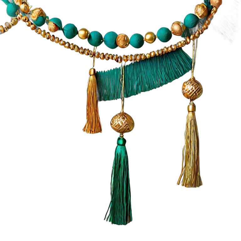 行事 イード エメラルドとゴールドのタッセルガーランド 透過 PNG 画像 フリー素材 #27485