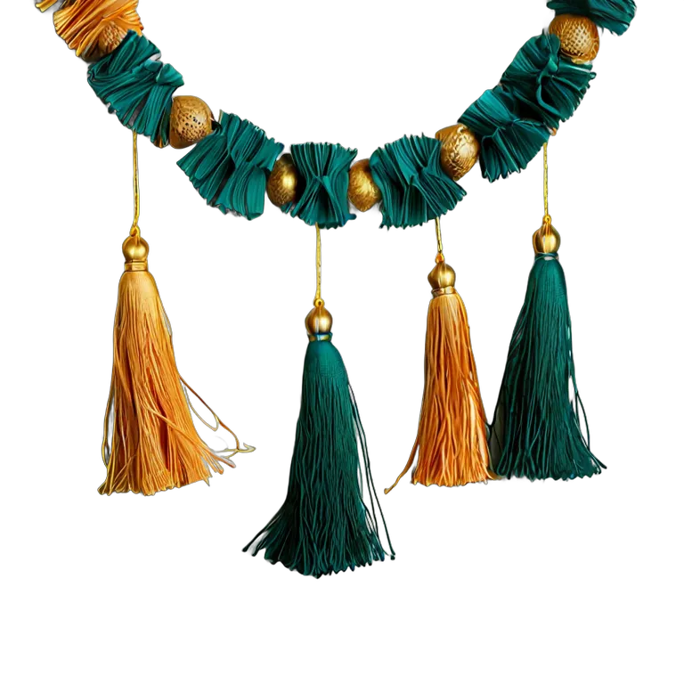 行事 イード エメラルドとゴールドのタッセルガーランド 透過 PNG 画像 フリー素材 #27486