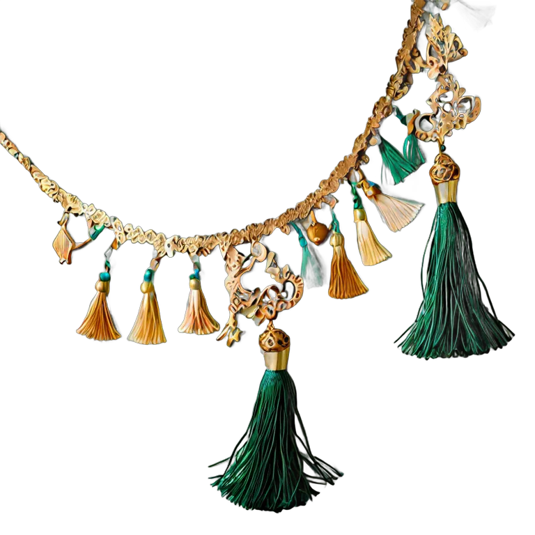 行事 イード エメラルドとゴールドのタッセルガーランド 透過 PNG 画像 フリー素材 #27489