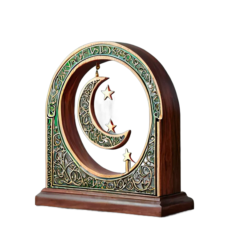 行事 イード 月と星のデザインが施された木製ブックエンド 透過 PNG 画像 フリー素材 #27454