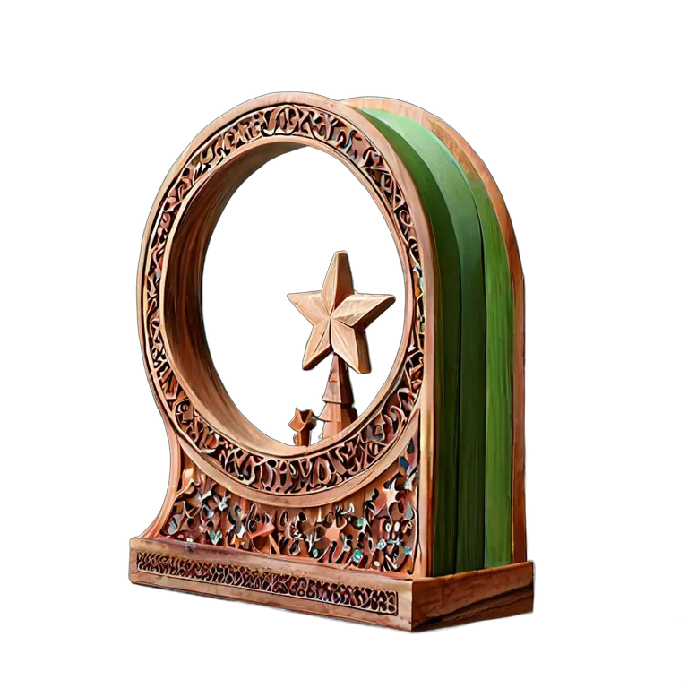 行事 イード 月と星のデザインが施された木製ブックエンド 透過 PNG 画像 フリー素材 #27455