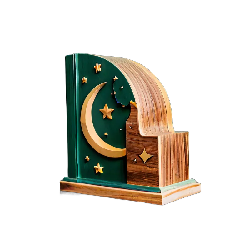 行事 イード 月と星のデザインが施された木製ブックエンド 透過 PNG 画像 フリー素材 #27459