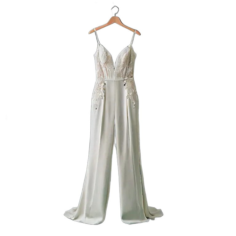 モダンなブライダルジャンプスーツ 透過 PNG 画像 フリー素材 #34692