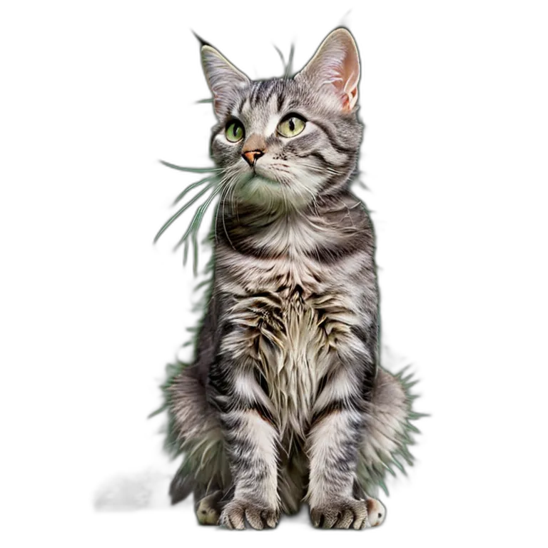 動物 猫 ブルータビー猫 透過 PNG 画像 フリー素材 #4005