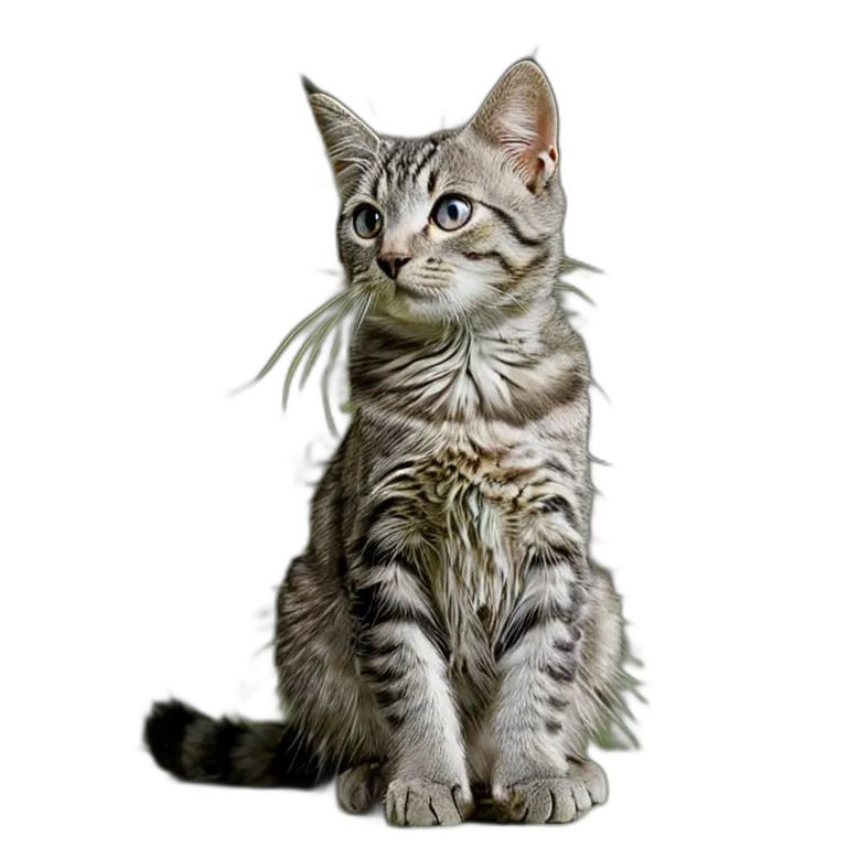 動物 猫 ブルータビー猫 透過 PNG 画像 フリー素材 #4009