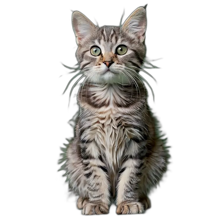 動物 猫 ブルータビー猫 透過 PNG 画像 フリー素材 #4017