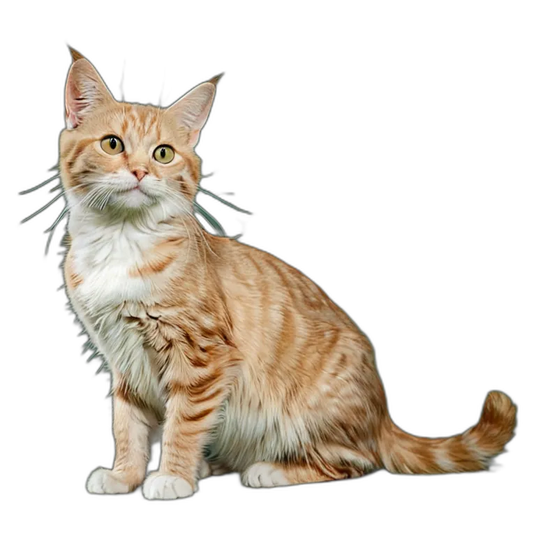 動物 猫 クリーム色のトラ猫 透過 PNG 画像 フリー素材 #3985