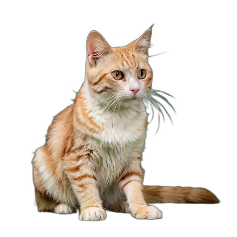 動物 猫 クリーム色のトラ猫 透過 PNG 画像 フリー素材 #3990