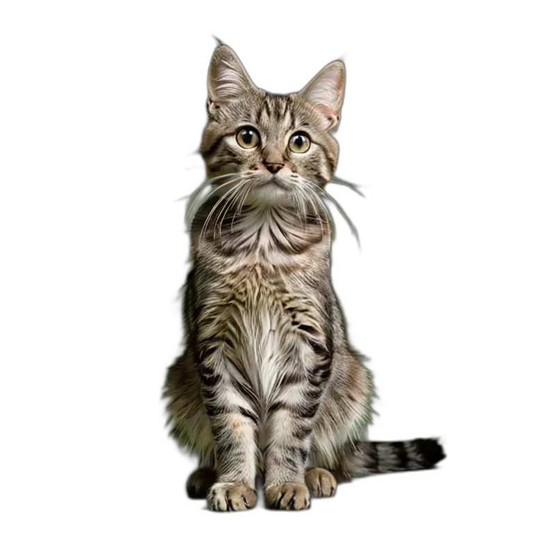 動物 猫 灰色のぶち猫 透過 PNG 画像 フリー素材 #3961