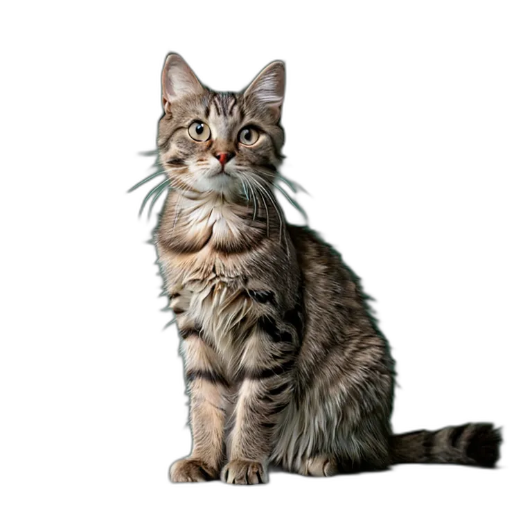 動物 猫 灰色のぶち猫 透過 PNG 画像 フリー素材 #3962