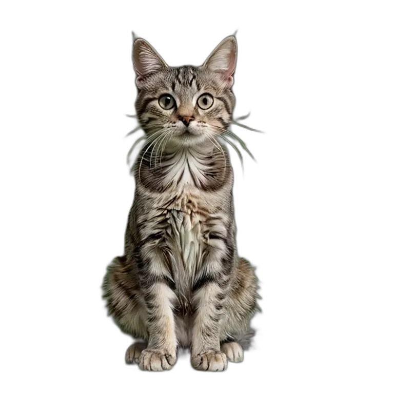 動物 猫 灰色のぶち猫 透過 PNG 画像 フリー素材 #3963