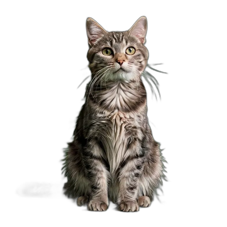 動物 猫 灰色のぶち猫 透過 PNG 画像 フリー素材 #3964