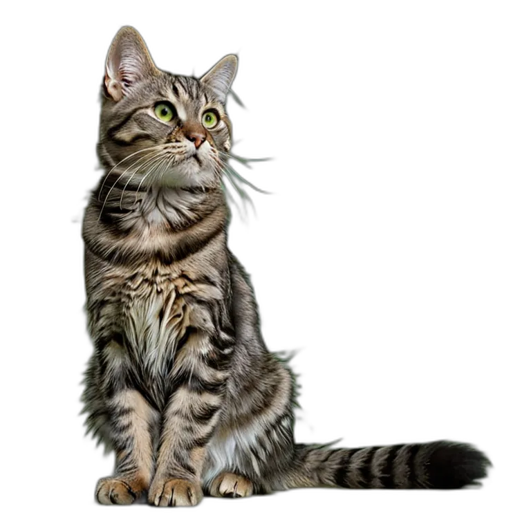 動物 猫 灰色のぶち猫 透過 PNG 画像 フリー素材 #3966