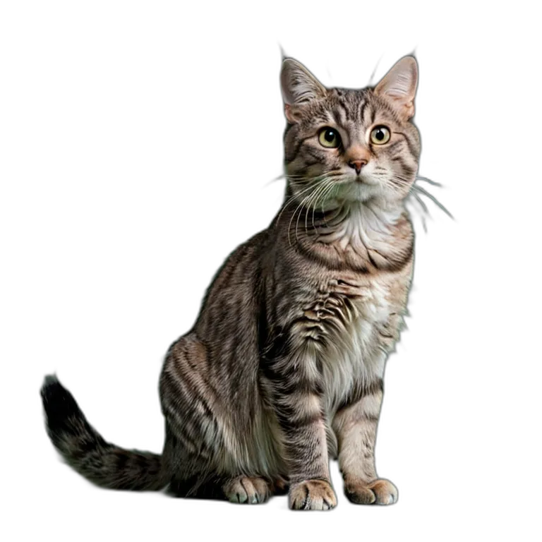 動物 猫 灰色のぶち猫 透過 PNG 画像 フリー素材 #3967