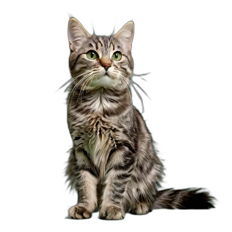 動物 猫 灰色のぶち猫 透過 PNG 画像 フリー素材 #3968