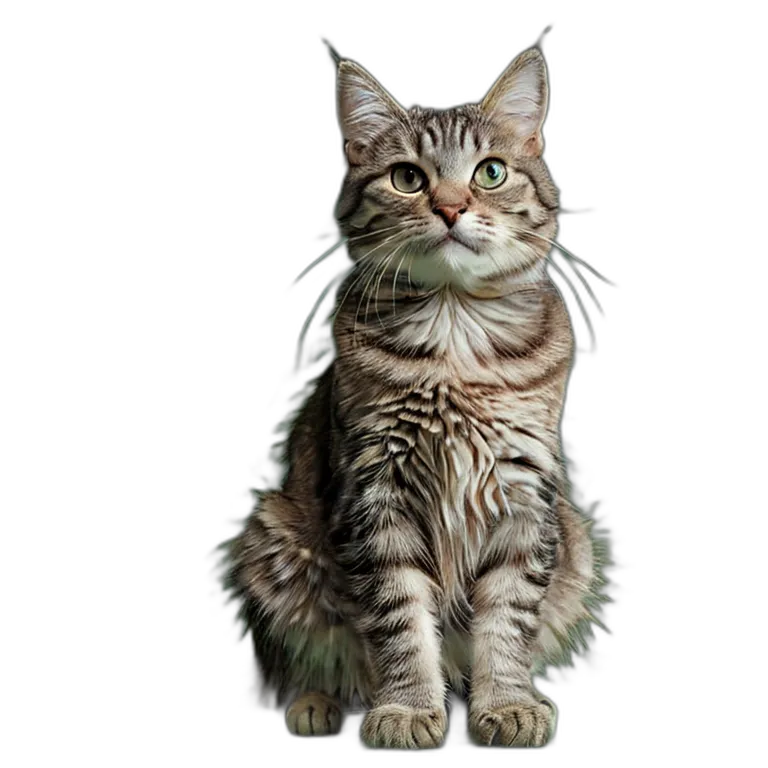 動物 猫 灰色のぶち猫 透過 PNG 画像 フリー素材 #3972