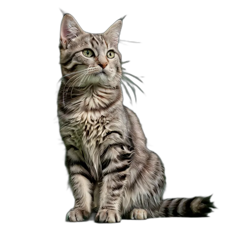 動物 猫 灰色のぶち猫 透過 PNG 画像 フリー素材 #3974