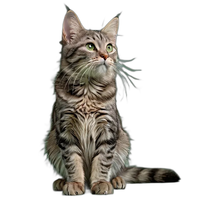 動物 猫 灰色のぶち猫 透過 PNG 画像 フリー素材 #3975