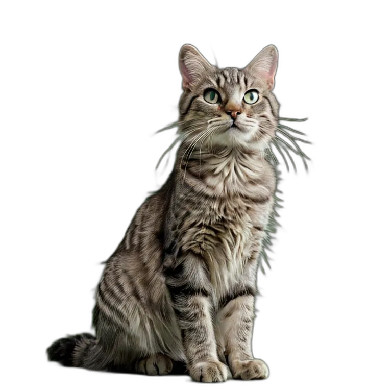 動物 猫 灰色のぶち猫 透過 PNG 画像 フリー素材 #3977