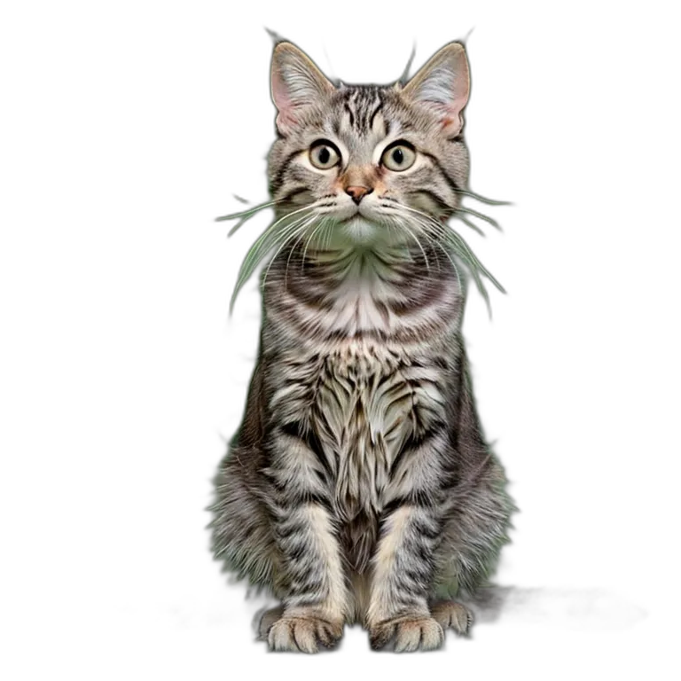 動物 猫 灰色のぶち猫 透過 PNG 画像 フリー素材 #3978