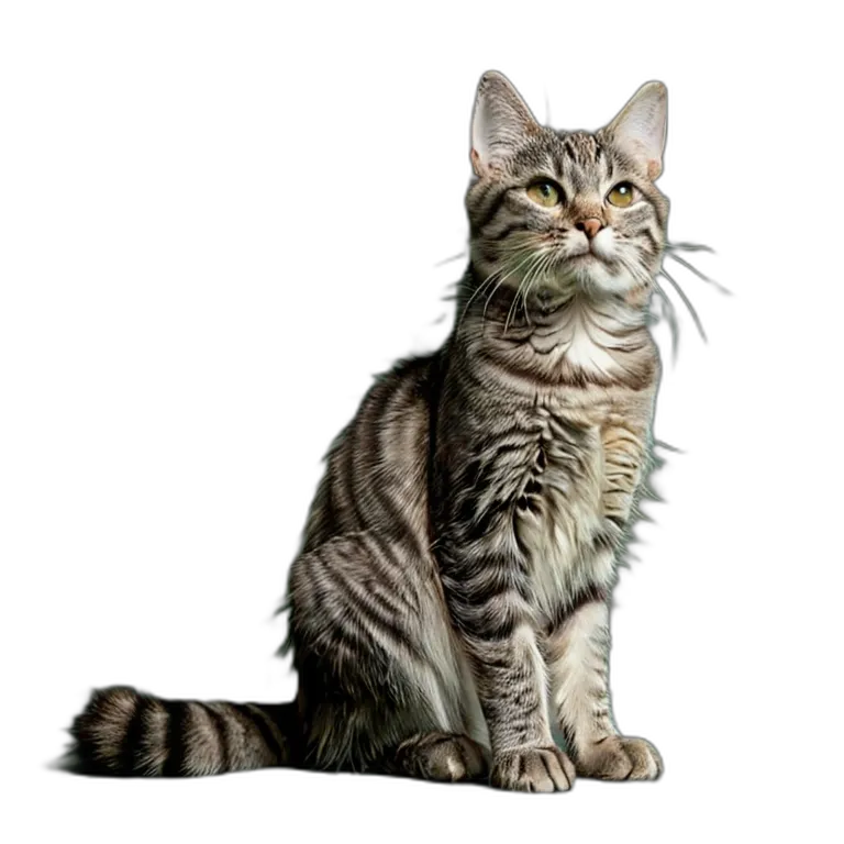 動物 猫 灰色のぶち猫 透過 PNG 画像 フリー素材 #3979