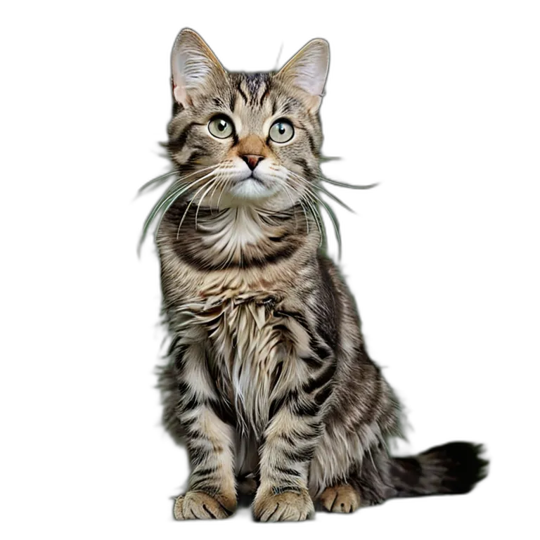 動物 猫 灰色のぶち猫 透過 PNG 画像 フリー素材 #3980