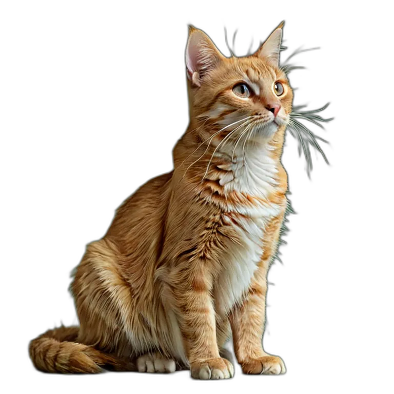 動物 猫 オレンジ色のぶち猫 透過 PNG 画像 フリー素材 #3941