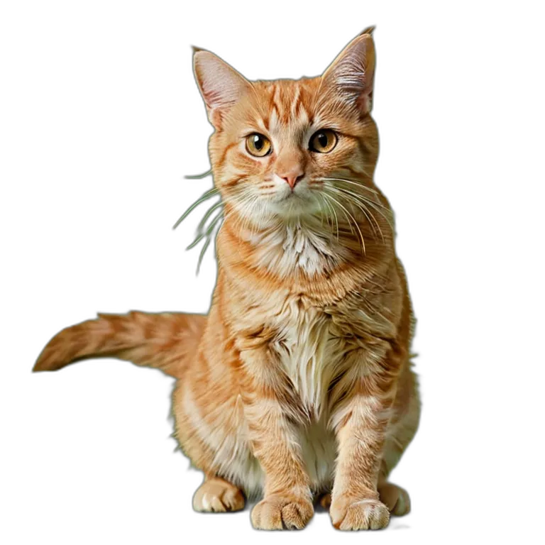 動物 猫 オレンジ色のぶち猫 透過 PNG 画像 フリー素材 #3942