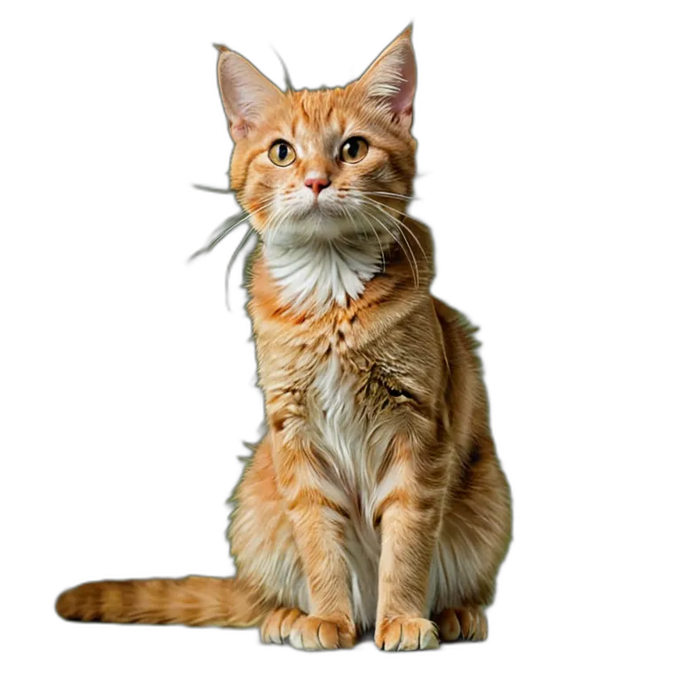 動物 猫 オレンジ色のぶち猫 透過 PNG 画像 フリー素材 #3944