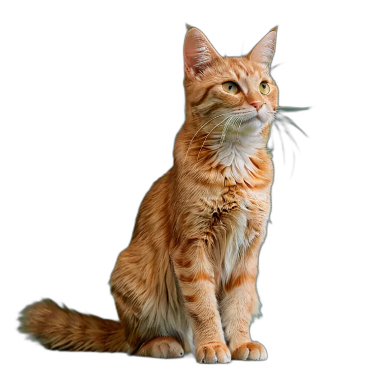 動物 猫 オレンジ色のぶち猫 透過 PNG 画像 フリー素材 #3945