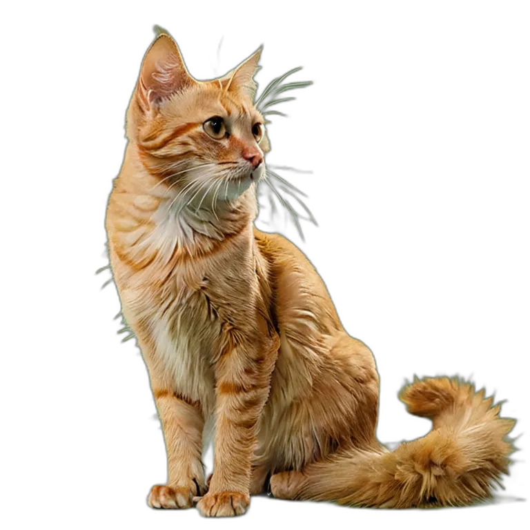 動物 猫 オレンジ色のぶち猫 透過 PNG 画像 フリー素材 #3946