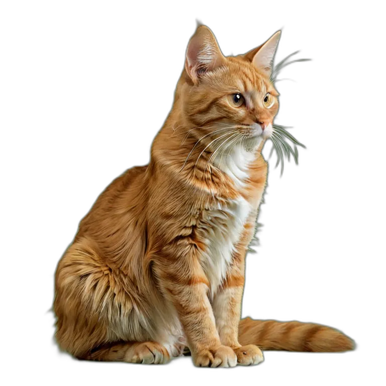 動物 猫 オレンジ色のぶち猫 透過 PNG 画像 フリー素材 #3947