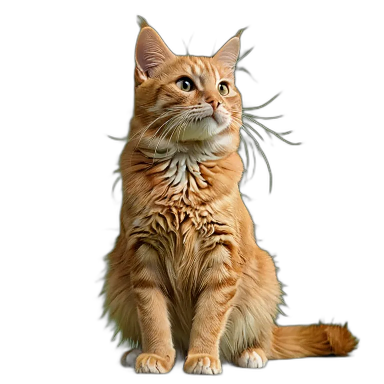 動物 猫 オレンジ色のぶち猫 透過 PNG 画像 フリー素材 #3948