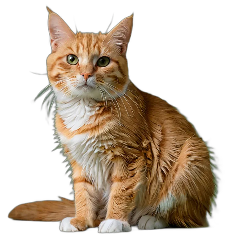 動物 猫 オレンジ色のぶち猫 透過 PNG 画像 フリー素材 #3949