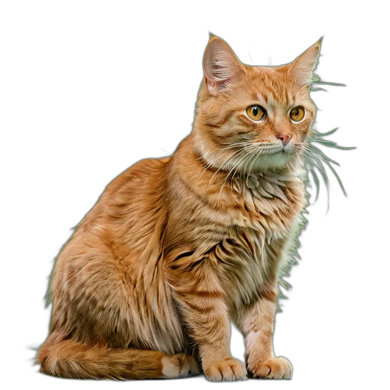 動物 猫 オレンジ色のぶち猫 透過 PNG 画像 フリー素材 #3952