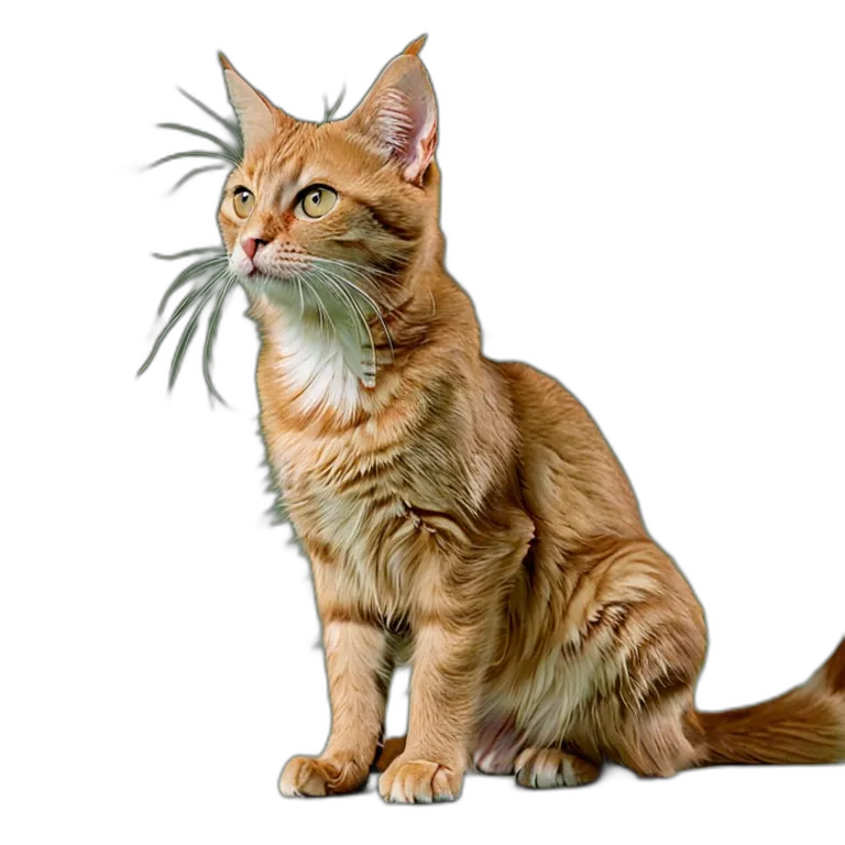 動物 猫 オレンジ色のぶち猫 透過 PNG 画像 フリー素材 #3955