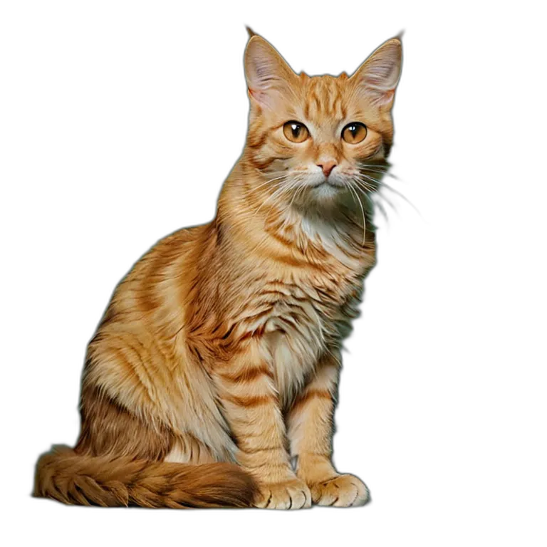 動物 猫 オレンジ色のぶち猫 透過 PNG 画像 フリー素材 #3956