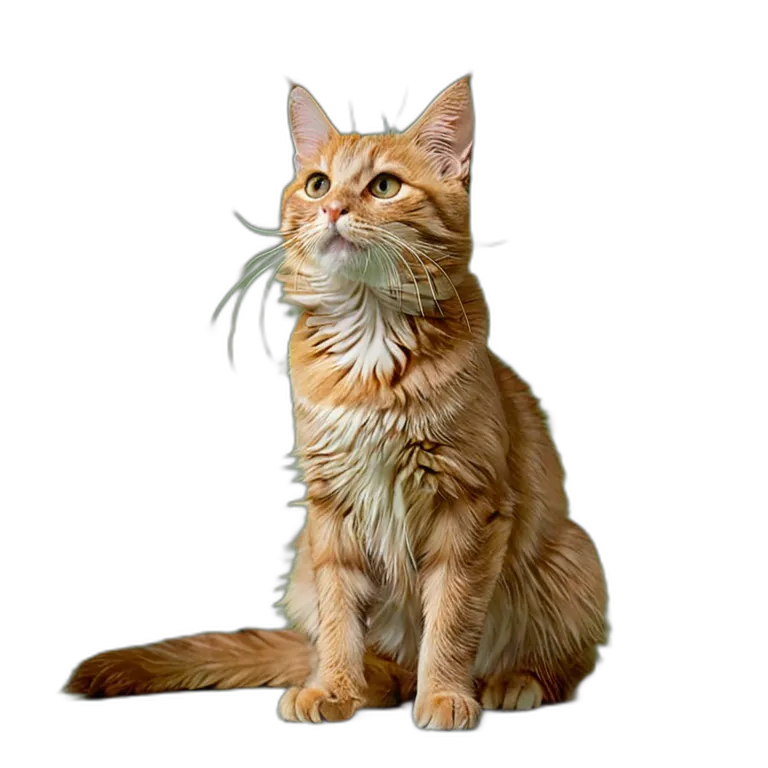 動物 猫 オレンジ色のぶち猫 透過 PNG 画像 フリー素材 #3957