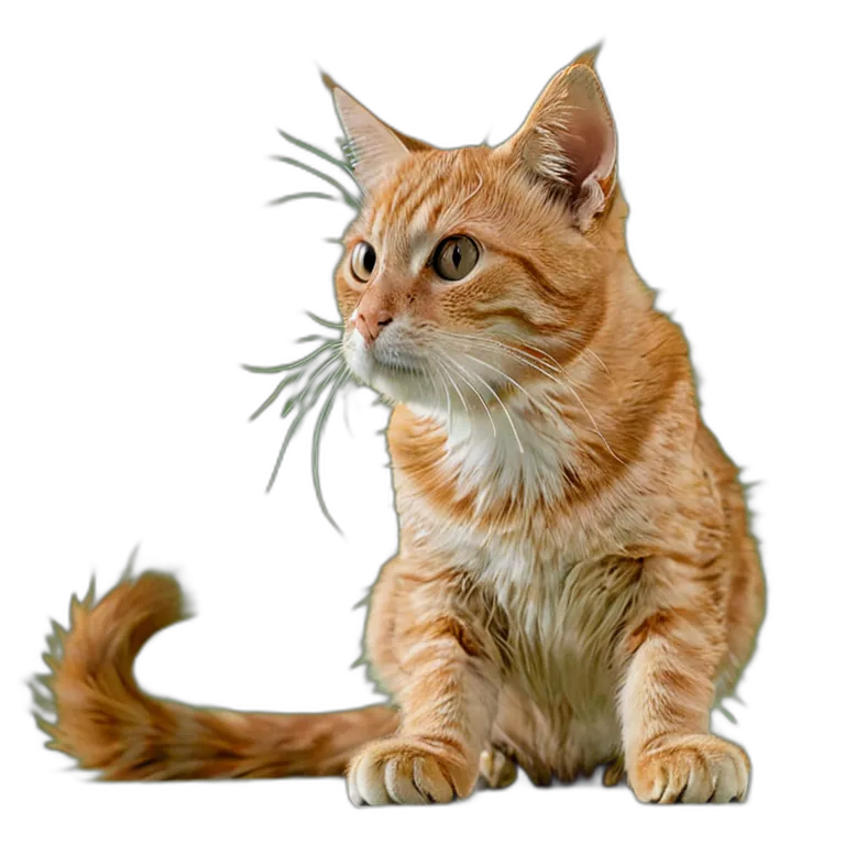 動物 猫 オレンジ色のぶち猫 透過 PNG 画像 フリー素材 #3958