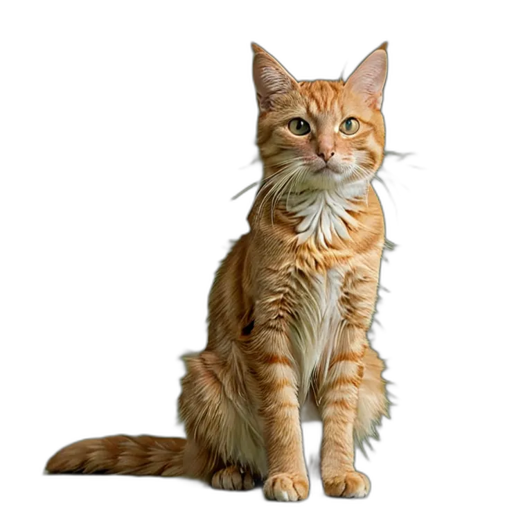 動物 猫 オレンジ色のぶち猫 透過 PNG 画像 フリー素材 #3960