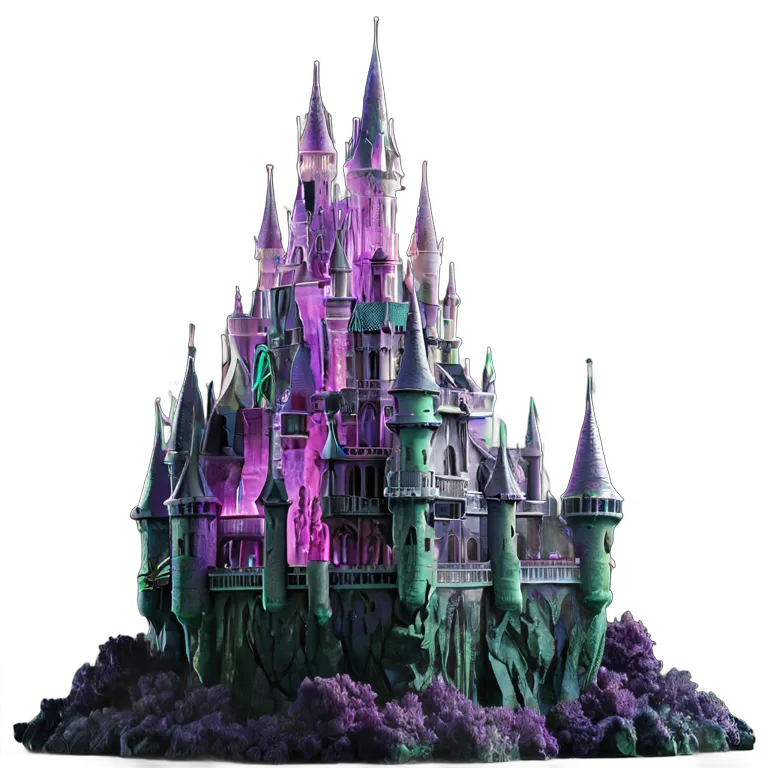 建物 城 巨大な水晶クラスターの中に建てられた城 透過 PNG 画像 フリー素材 #29481