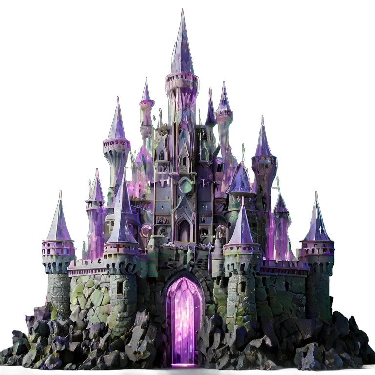 建物 城 巨大な水晶クラスターの中に建てられた城 透過 PNG 画像 フリー素材 #29482