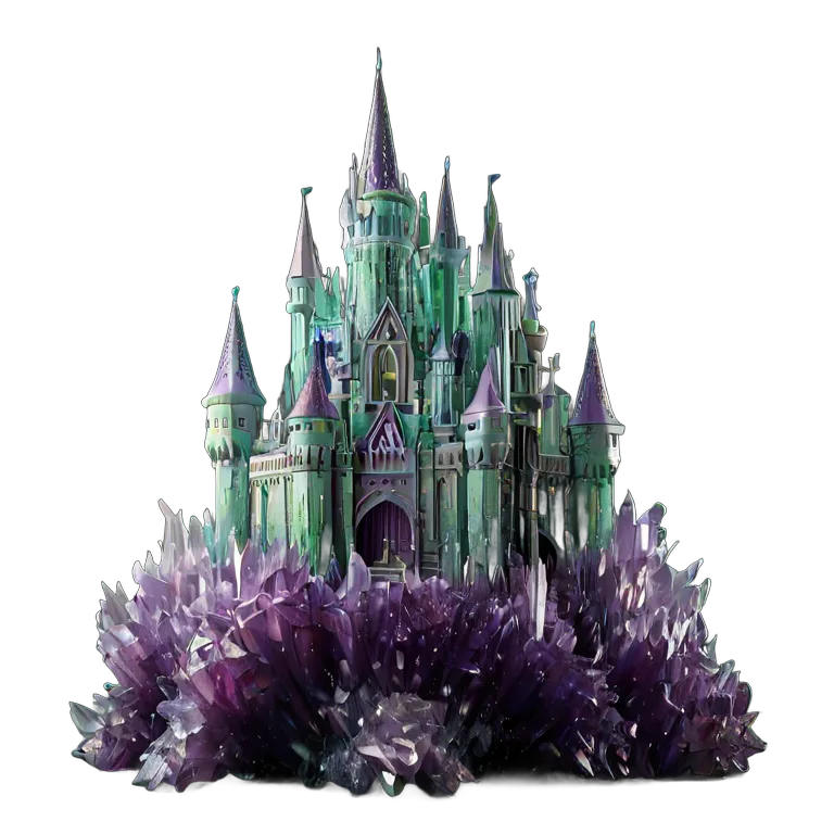 建物 城 巨大な水晶クラスターの中に建てられた城 透過 PNG 画像 フリー素材 #29483